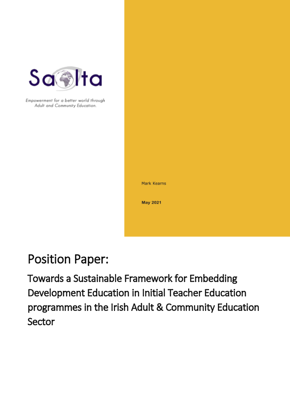 Position Paper:Towards a Framework for Embedding Development Education in Initial Teacher Education programmes in the Adult and Community Education Sector